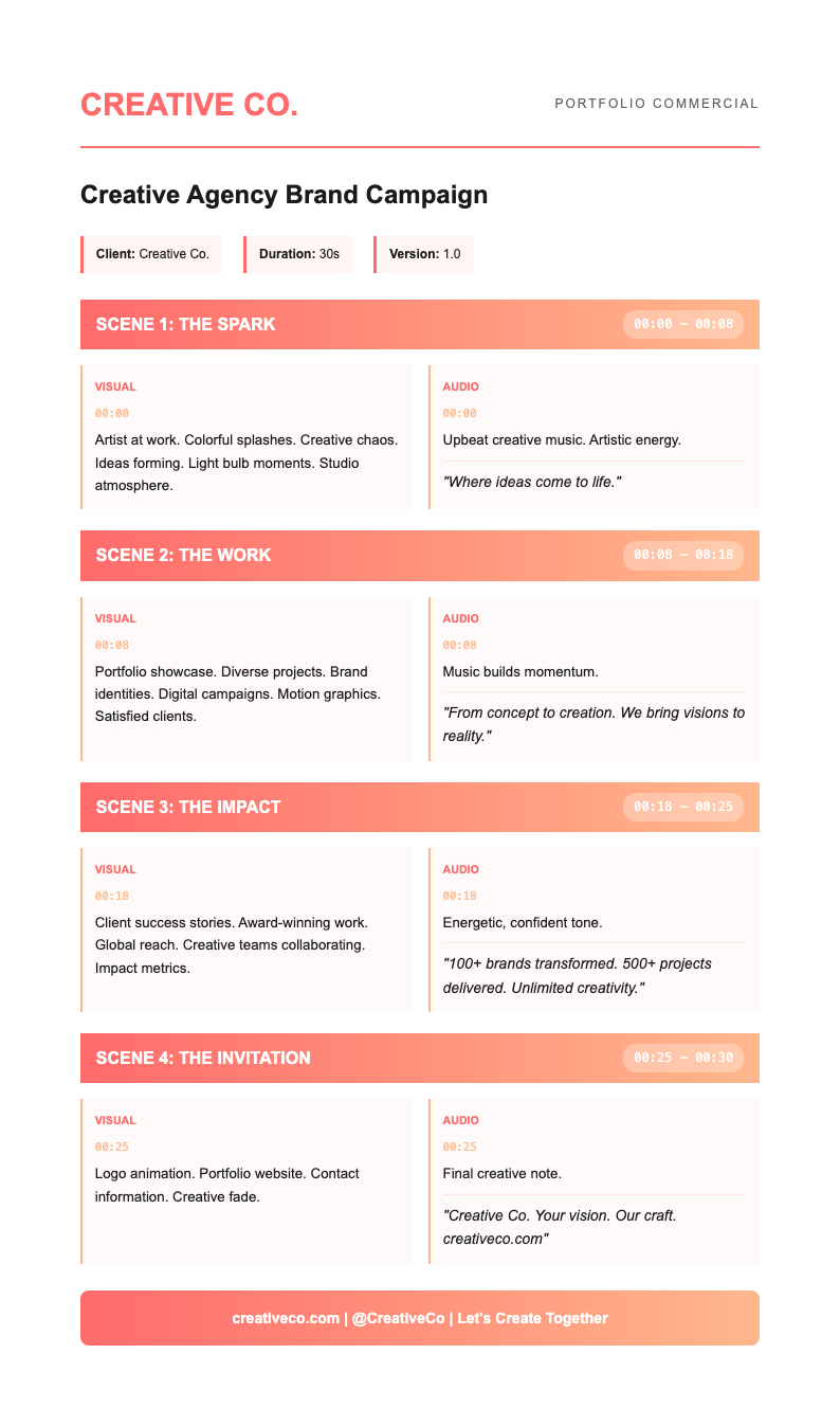 Creative portfolio brief commercial script